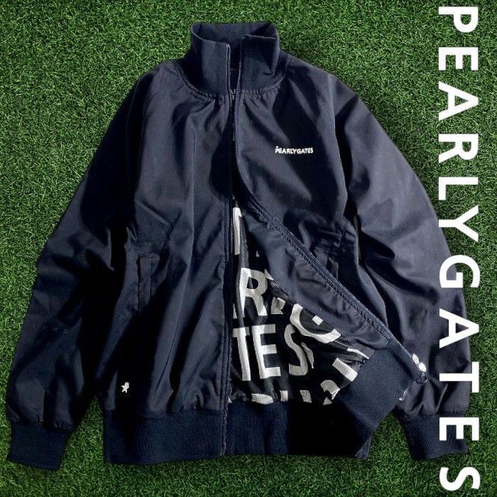 パーリーゲイツ ゴルフ 素材 防水 透湿 タフレックス ソーラーセンサーL ロゴ裏地 ストレッチ フルジップ ジャケット ブルゾン ゴルフウェア レディース 055-2120112 定価3.9万 ダークネイビー▲044 50214w11