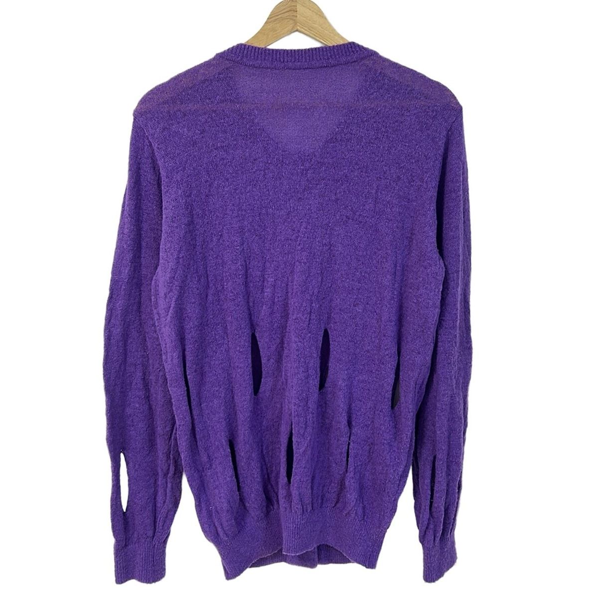 me ISSEY MIYAKE ミー|イッセイミヤケ カーディガン レディース - パープル 長袖|ダメージ加工