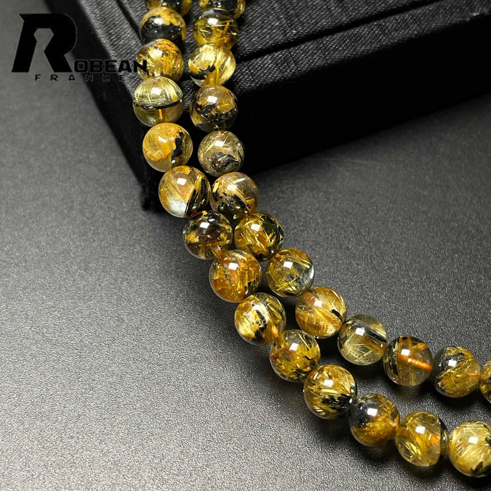 上級 EU製 定価20万円☆ROBEAN・太陽花タイチンルチル☆黄金針水晶 金