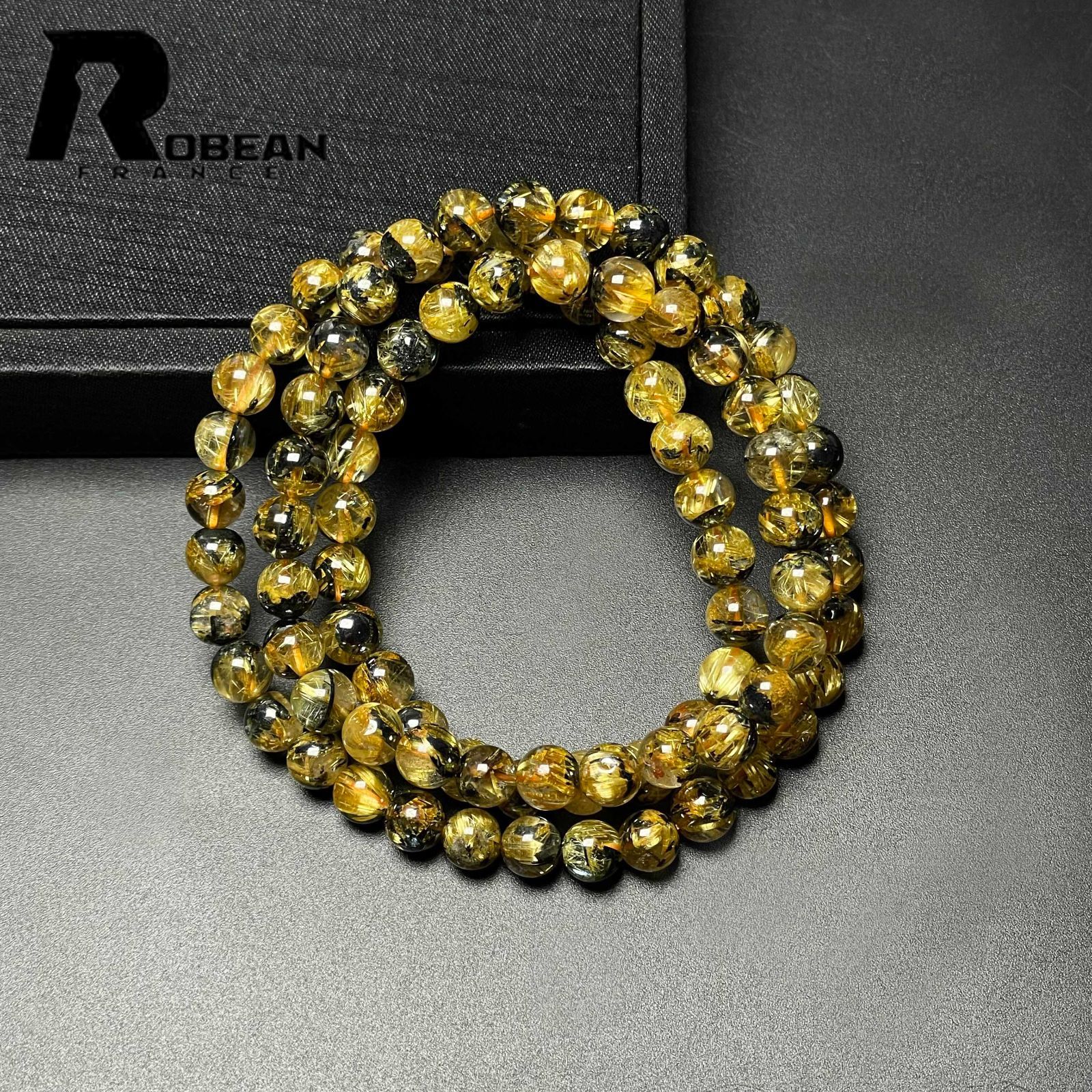 上級 EU製 定価20万円☆ROBEAN・太陽花タイチンルチル☆黄金針水晶 金