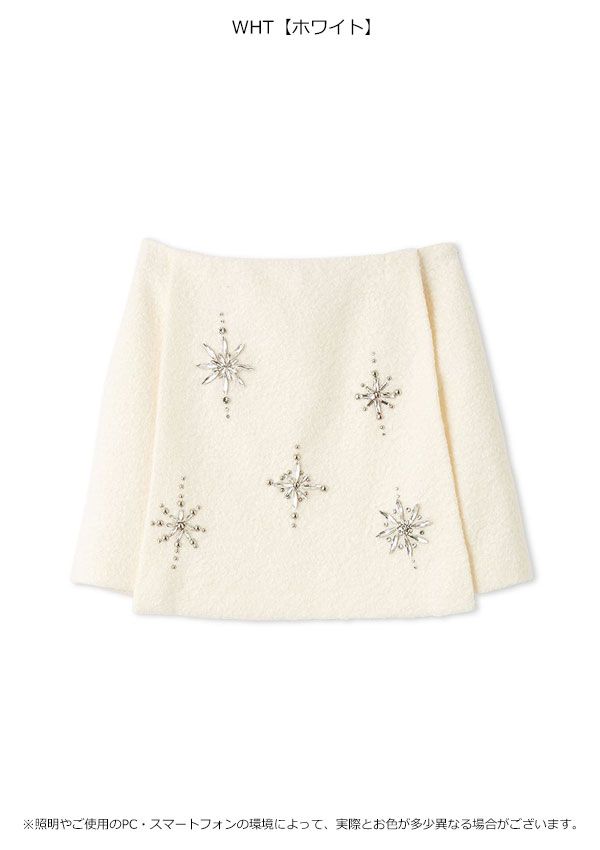 10 OFF リリー ブラウン LILY BROWN ボトムス 25秋冬 L.B CANDY STOCK スノーフレークビジューミニスカート ミニ丈 lwfs255808
