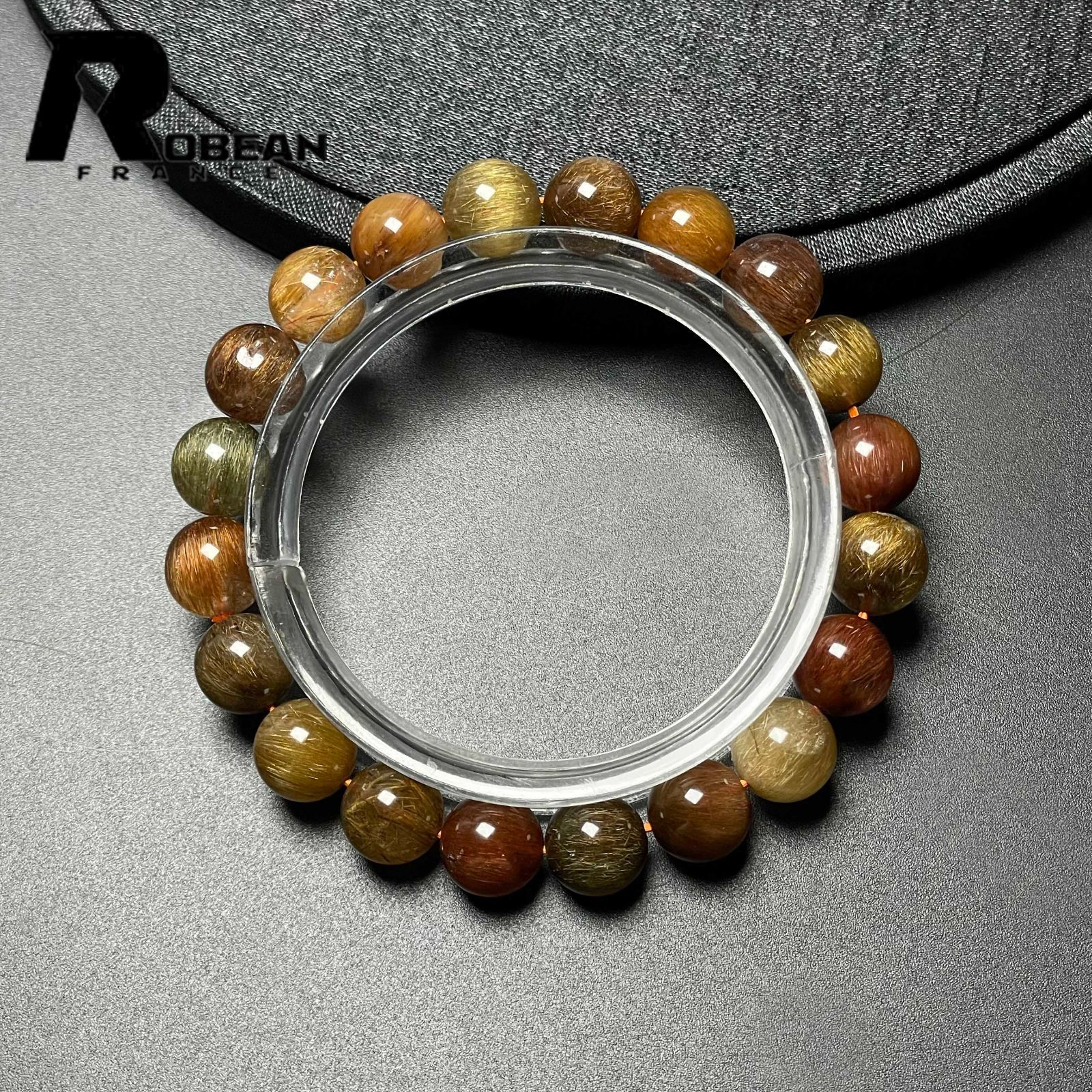 10 OFFクーポン配布中 EU製 定価9万円 ROBEAN カラフルブラウンルチルクォーツ ブレスレット パワーストーン 天然石 金運 プレゼント2 9.2-9.7mm M1028872