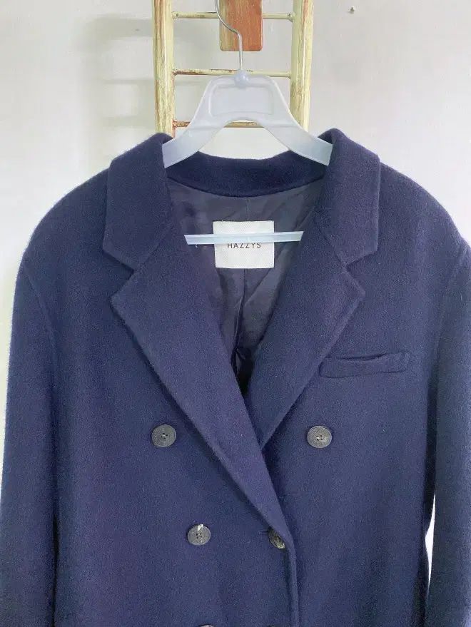 ヴィンテージ 95 HAZZYS レディース カシミア ルーズフィット ダブルボタン ロング ウールコート