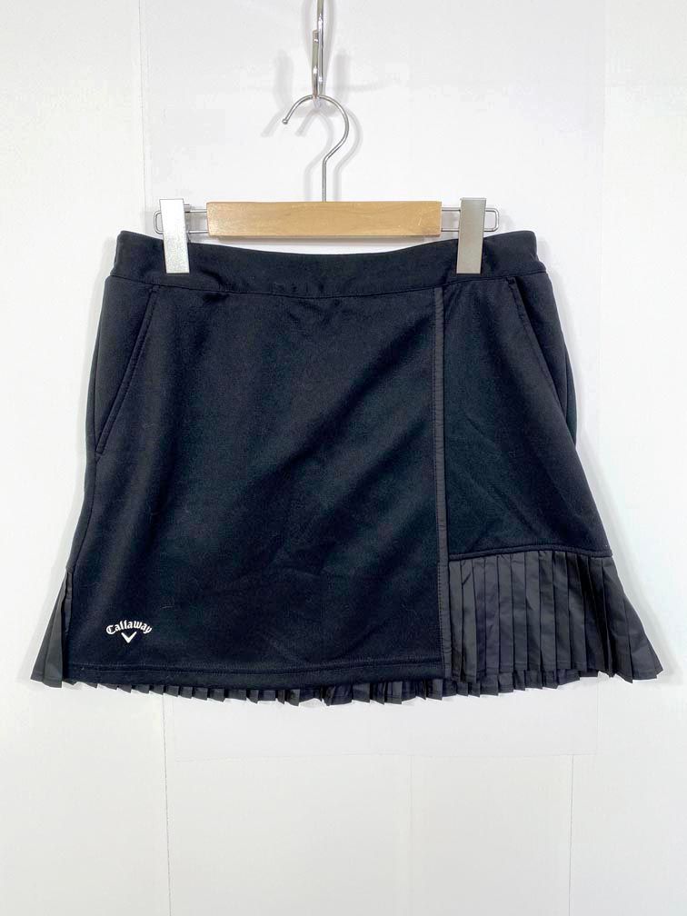 Callaway 黒 プリーツスカート 裏起毛 Mサイズ CALLAWAY 新品レディーススカート 黒 プリーツ付き Callaway ブラック