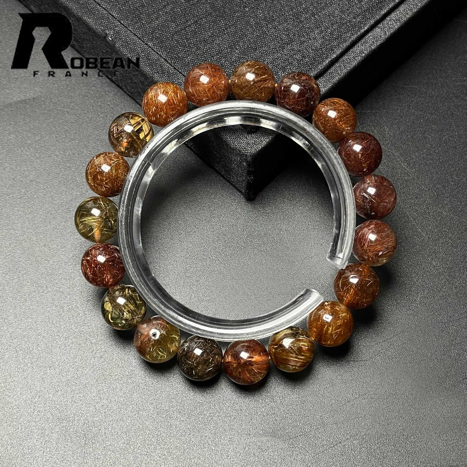 EU製 定価10万円 ROBEAN 銅髪ルチルクォーツ ブレスレット パワーストーン 天然石 金運 お守り プレゼント 9.8-10.2mm M1028876