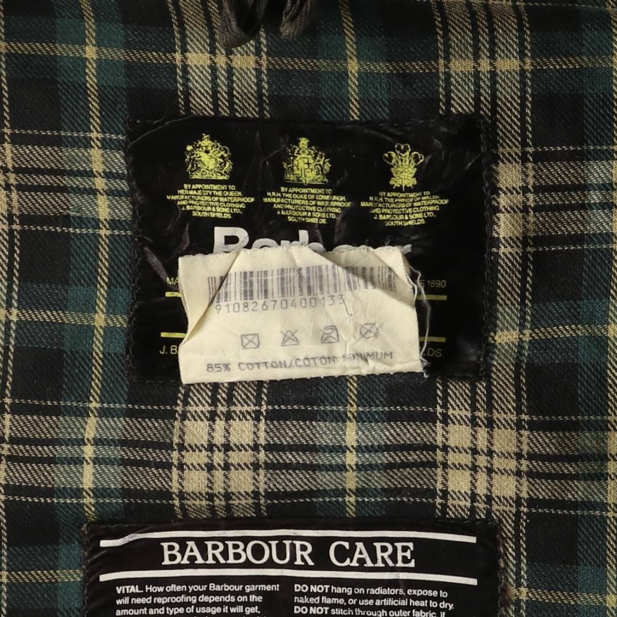 古着 90年代 バブアー Barbour BORDER ボーダー 旧3ワラント ワックス