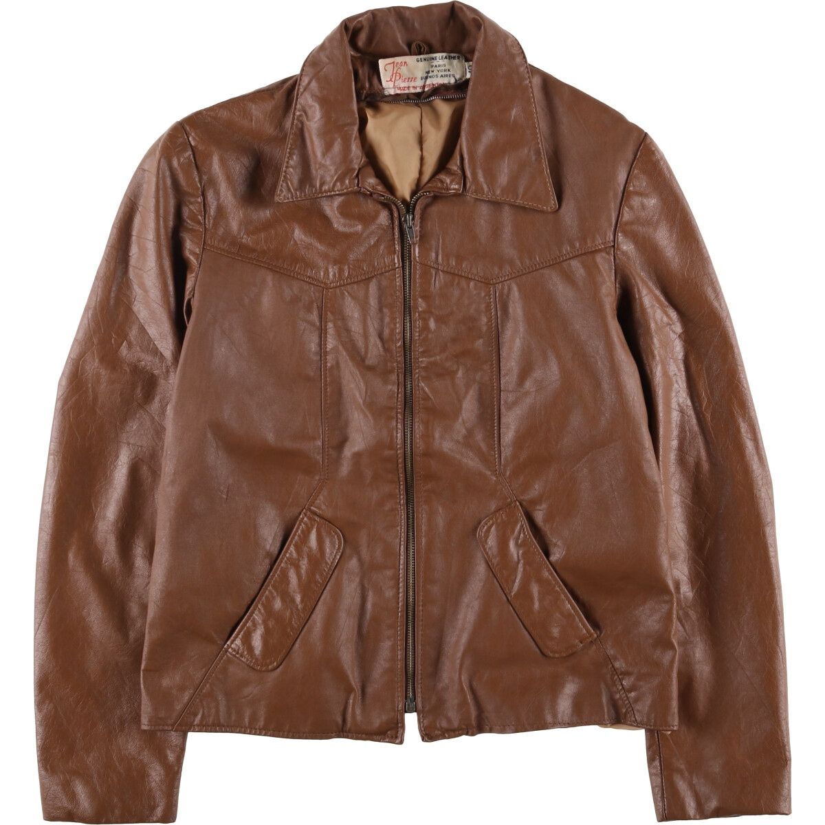 古着 70年代 Jean Pierre スイングトップタイプ レザーブルゾンジャケット レディースL相当 ヴィンテージ/eaa590308