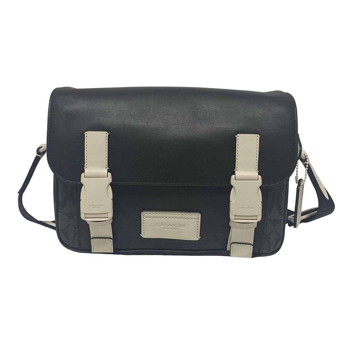 COACH コーチ ショルダーバッグ シグネチャー柄 C6648 黒×ダークグレー レザー