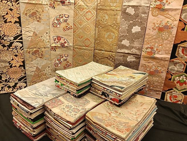平和屋着物 袋帯 西陣 まとめて100点 鳳凰 鴛鴦 孔雀 向かい蝶 風景 更紗 花柄 正倉院 佐賀錦 金銀糸 など ♥品あり 全て正絹 mmm069