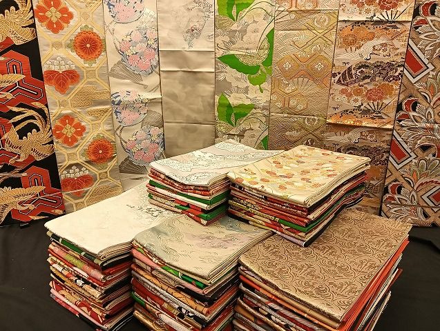 平和屋着物 袋帯 西陣 まとめて100点 向かい鳳凰 鶴 鴛鴦 鳥獣 蝶 風景 更紗 花柄 正倉院 金銀糸 など ♥品あり 全て正絹 mmm070