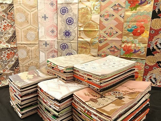 平和屋着物 袋帯 西陣 まとめて100点 向かい鳳凰 孔雀 蝶 更紗 花柄 宝相華 佐賀錦 金彩 金銀糸 など ♥品あり 全て正絹 mmm072