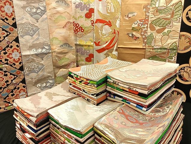 平和屋着物 袋帯 西陣 まとめて100点 鶴 鴛鴦 蝶 更紗 花柄 正倉院 佐賀錦 金銀糸 など 着用 多数 ♥品あり 全て正絹 mmm071