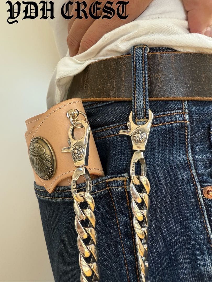 ★ZKKWCN　ウォレットチェーン　重厚クロスチームウォレットチェーン　刻印有り ウォレットチェーン 重厚クロスチームウォレットチェーン 刻印有り