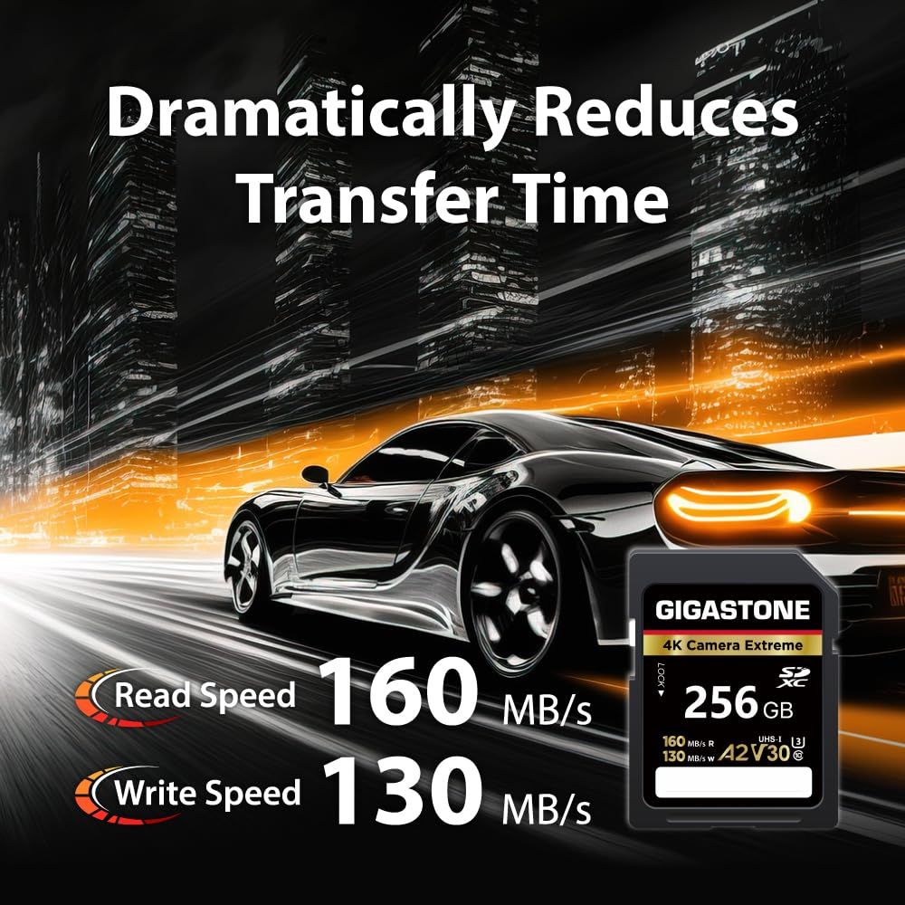 5年データ回復 GIGASTONE SDカード 256GB 4K Camera Extreme UHS-I A2 V30 U3 Class 10 SDXC 最大160MB s 高速 4K UHD ビデオ Canon Nikon Sony Pen