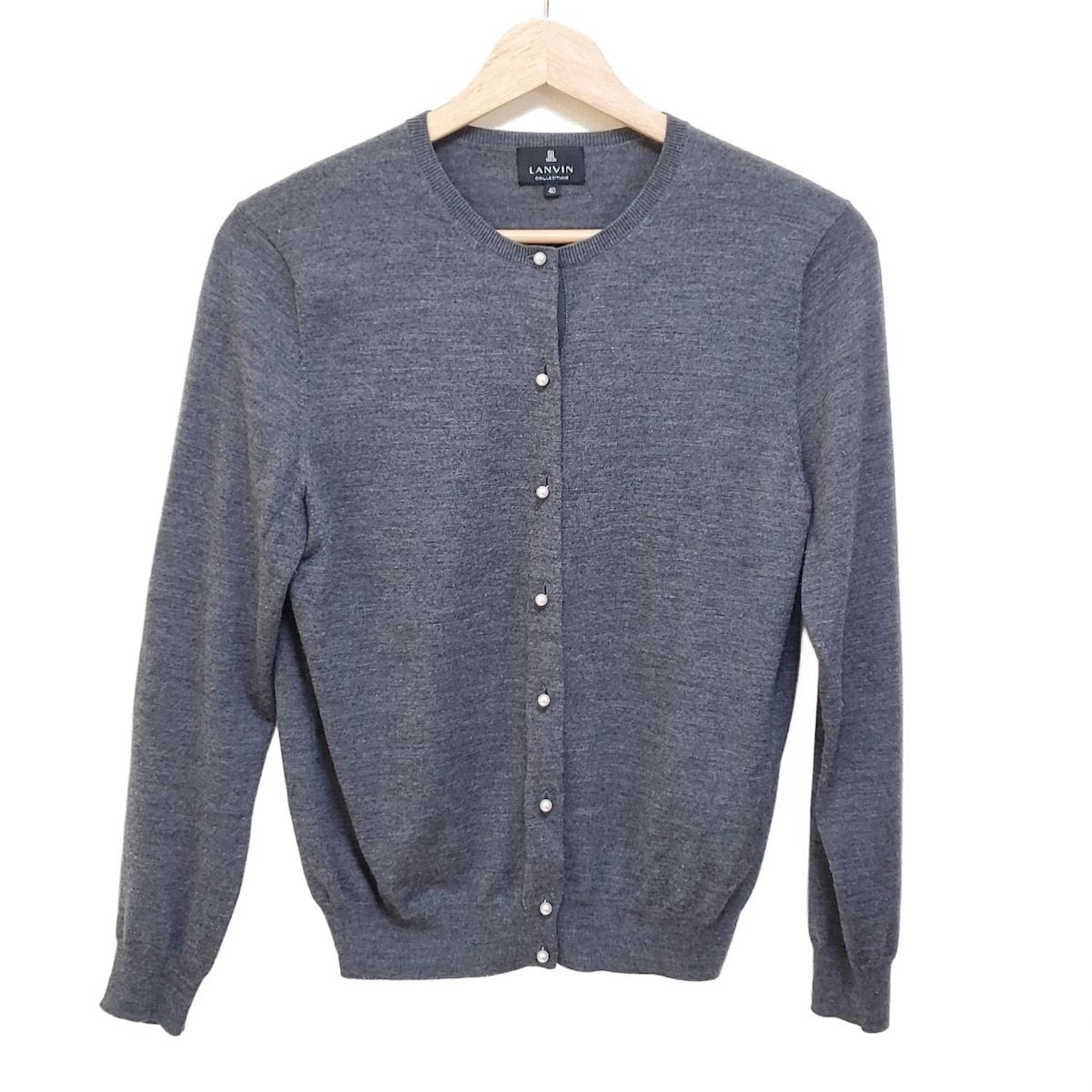 LANVIN COLLECTION ランバンコレクション カーディガン サイズ40 M レディース - グレー 長袖|パール