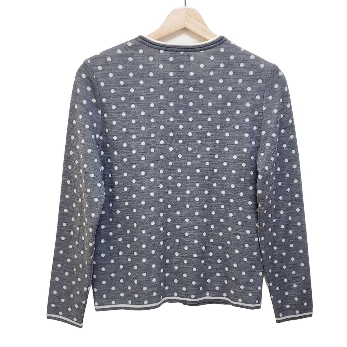LANVIN COLLECTION ランバンコレクション カーディガン サイズ40 M レディース - グレー×白 長袖|ドット柄