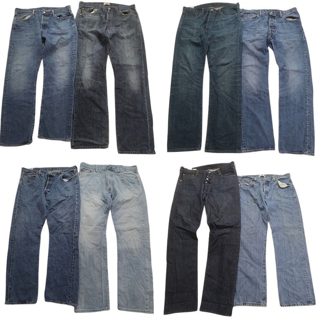 古着卸 まとめ売り リーバイス 501 デニム パンツ 8枚セット (メンズ 38 ) フェード ストレート ボタンフライ ヒゲ  古着 NC4733