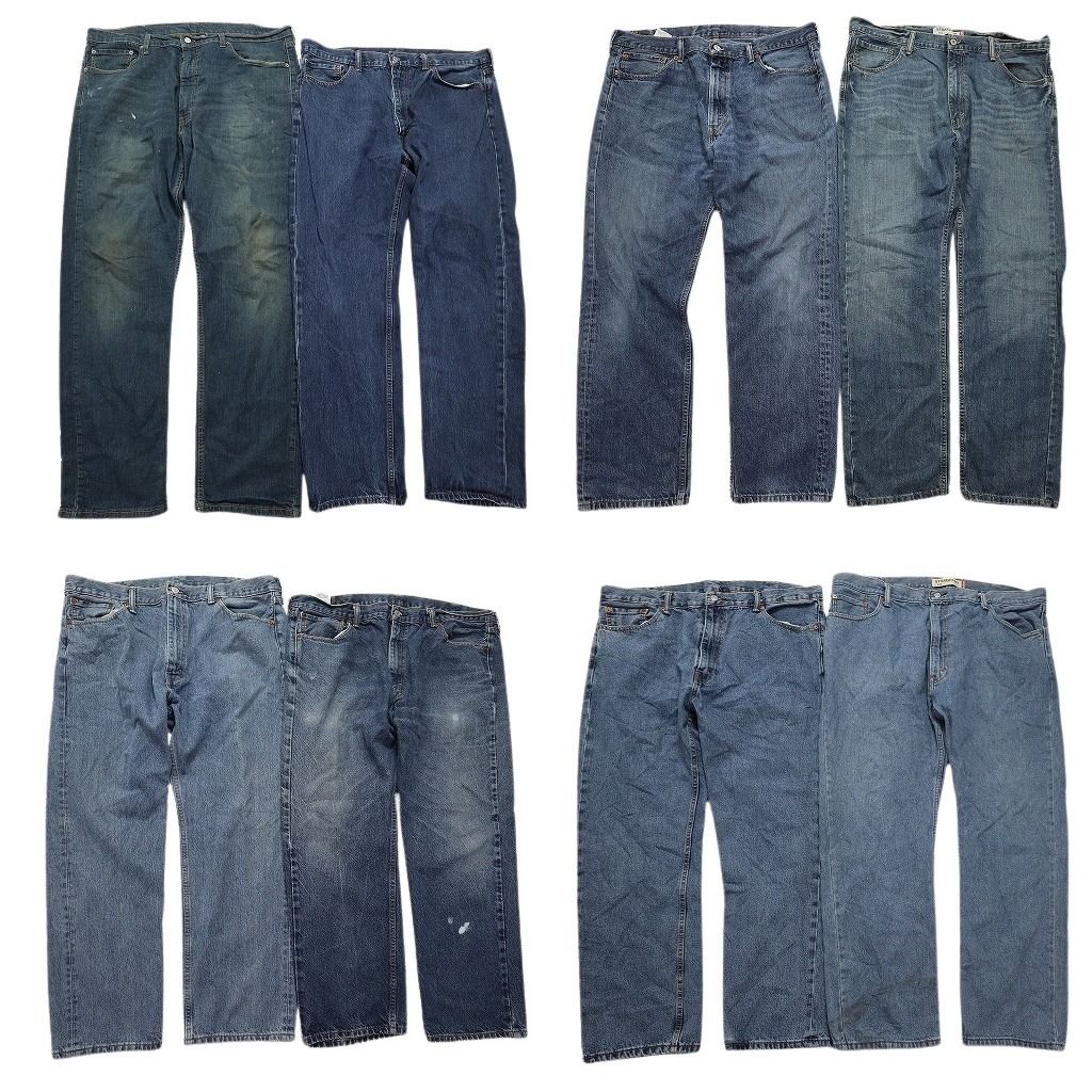 古着卸 リーバイス 505 デニム パンツ 8枚セット メンズ 40 42 インディゴブルー ヒゲ グランジ 古着 NC4778