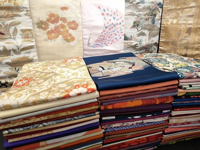 平和屋本店 名古屋帯 まとめて100点 孔雀 人物 風景 更紗 花柄 駒刺繍 型染め 金銀糸 など 着用 多数 ♥品あり 全て正絹 ppp2984