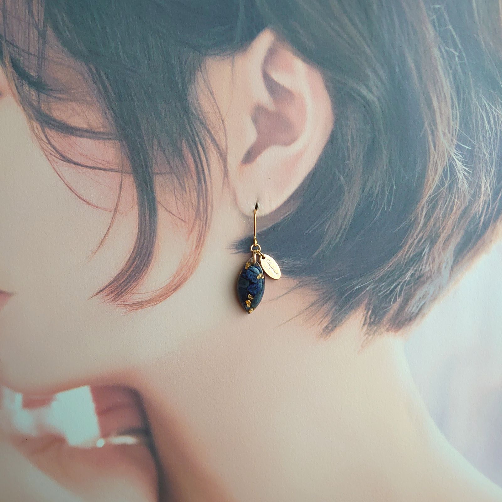 ハンドメイドピアス イヤリング サージカルステンレス 樹脂ピアス 