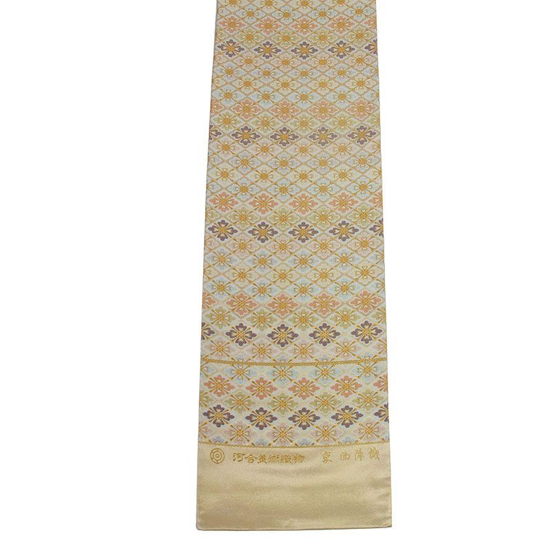 特選プレタ】西陣河合美術織物 袋帯（能寿菱市松花菱文）/お仕立て済み