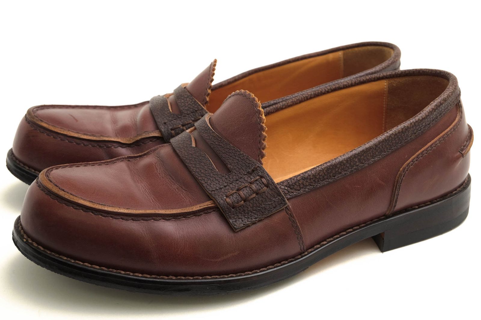 パドローネ／PADRONE コインローファー ペニーローファー シューズ 靴 メンズ 男性 男性用 レザー 革 本革 ダークブラウン 茶 ブラウン  PU8587-2303-13A CLYDE3 クライド3 安い スリッポン シボ革 シュリンクレザー マッケイ製法