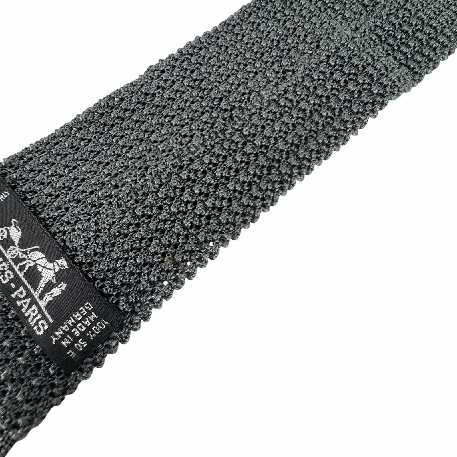 HERMES シルク ニットネクタイ　グレー HERMES シルク ニットネクタイ グレー HERMES シルク ニットネクタイ