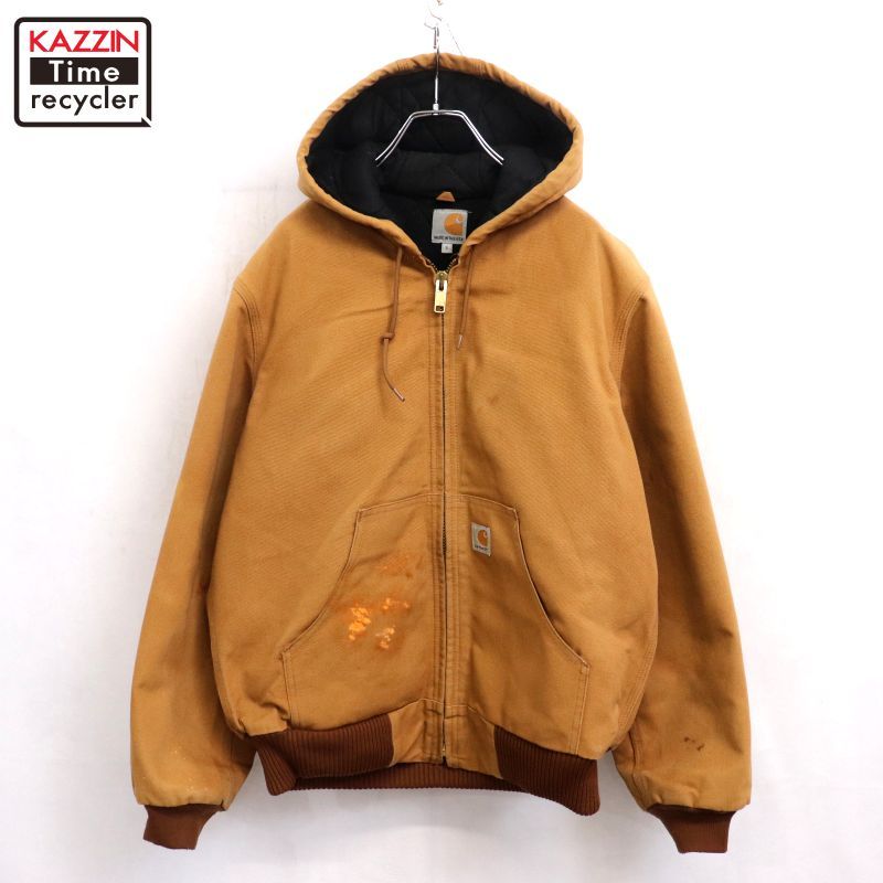 00s USA製 Carhartt ダック 中綿 BRN アクティブ ジャケット メンズ 表記Sサイズ