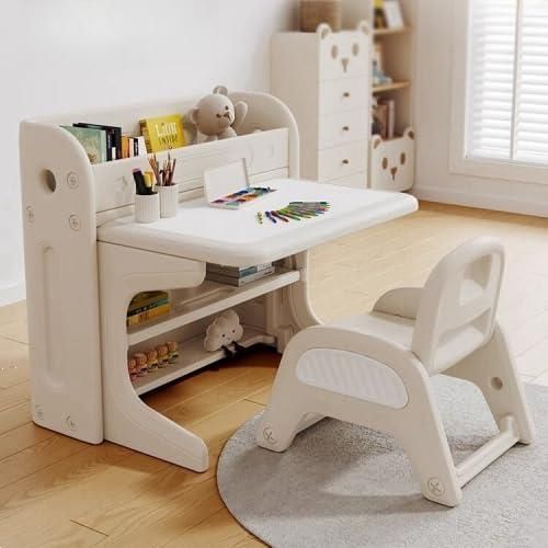 新着商品 お絵かきボード 勉強机 学習色机セット 子供用 ミニテーブル キッズテーブル テーブル 棚付き お絵描きデスク 省スペース 多機能 セット チェア 折りたたみキッズデスク 子供用デスク BTM