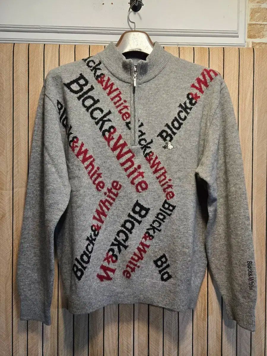 ブラックアンド ホワイト ニット ジップアップ 100