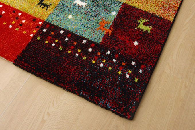 ギャッベ柄トルコ製ウィルトン織カーペット 133x190cm ラグ 絨毯（34