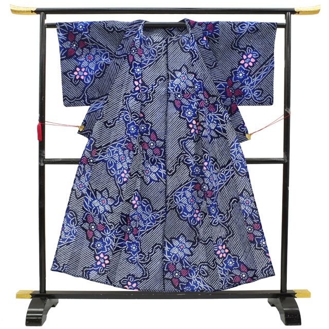 中古】 すごい値！ 本場有松鳴海絞り 浴衣 リサイクル ゆかた 藍色 青