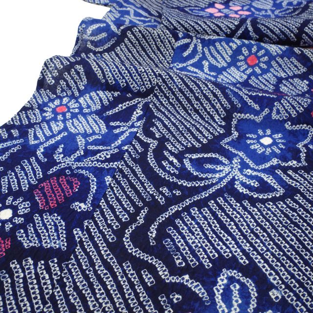 中古】 すごい値! 本場有松鳴海絞り 浴衣 リサイクル ゆかた 藍 中古】 すごい値! 本場有松鳴海絞り 浴衣 リサイクル ゆかた 藍