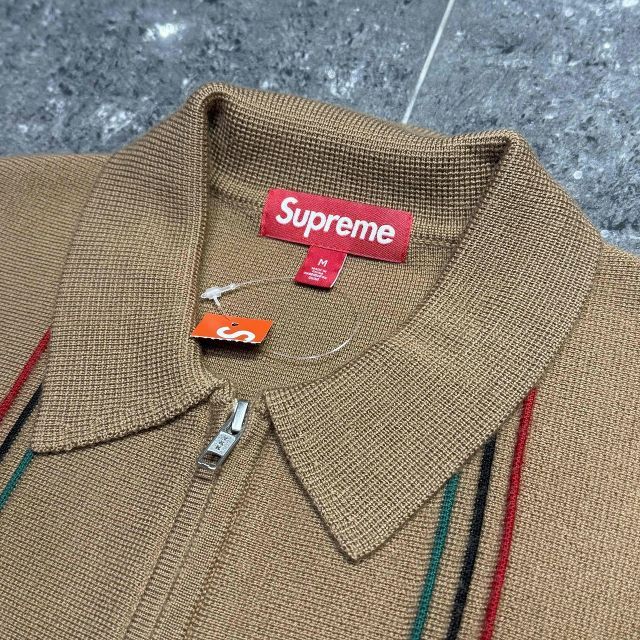 Supreme 25aw Stripe Zip Up Polo Sweater SIZE-M シュプリーム