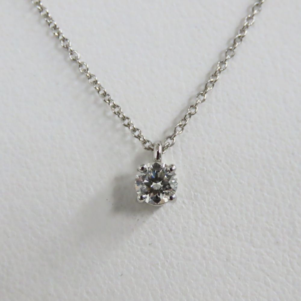 Ts801932 ティファニー ネックレス ソリティア 1Pダイヤモンド0.28ct Pt950 総重量約2.4ｇ レディース TIFFANY-Co. 鑑定証付