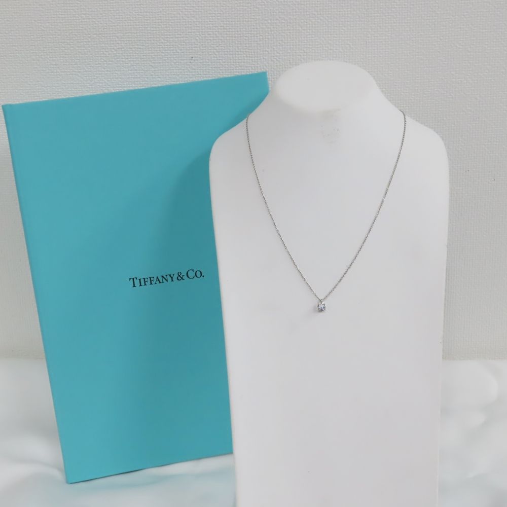 Ts801932 ティファニー ネックレス ソリティア 1Pダイヤモンド0.28ct Pt950 総重量約2.4ｇ レディース TIFFANY-Co. 鑑定証付