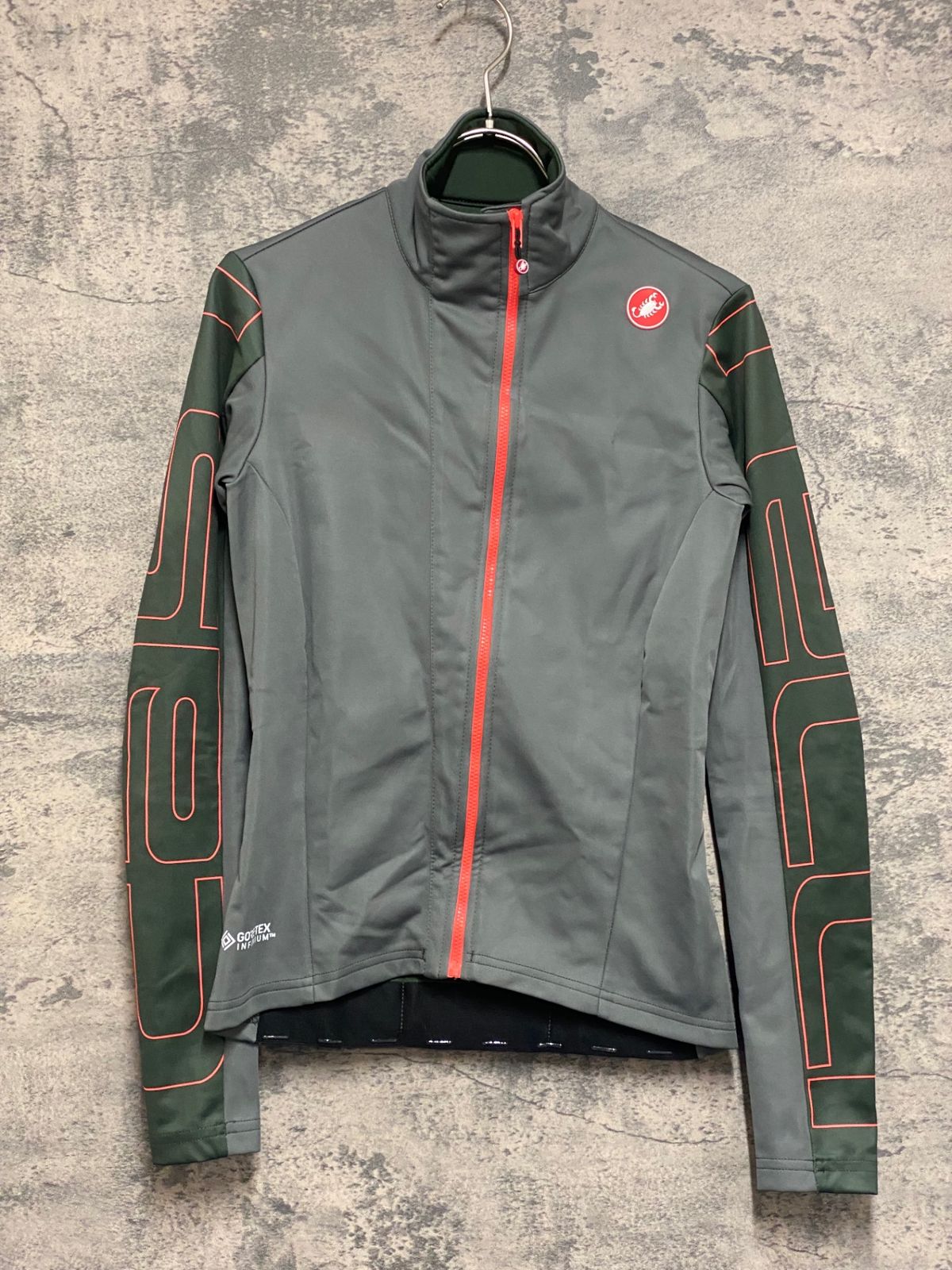JN497 カステリ CASTELLI 長袖 サイクルジャケット 緑 XS 裏起毛 GORE 