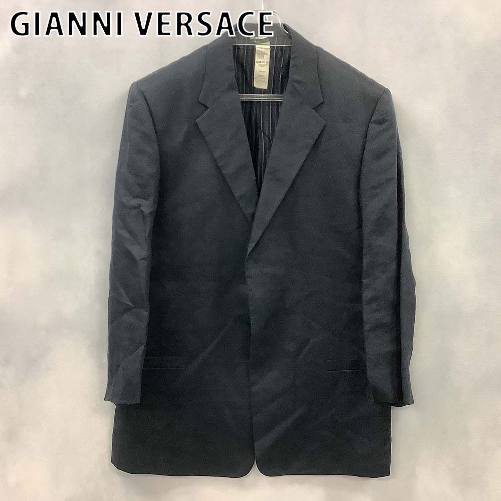 GIANNI VERSACE ジャンニヴェルサーチ テーラード　ジャケット　シングル3つボタン　カシミヤ混 メンズ 50 ブラック 中古