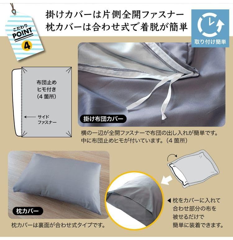 新品 布団カバーセット 4点セット 枕カバー2枚 ボックスシーツ