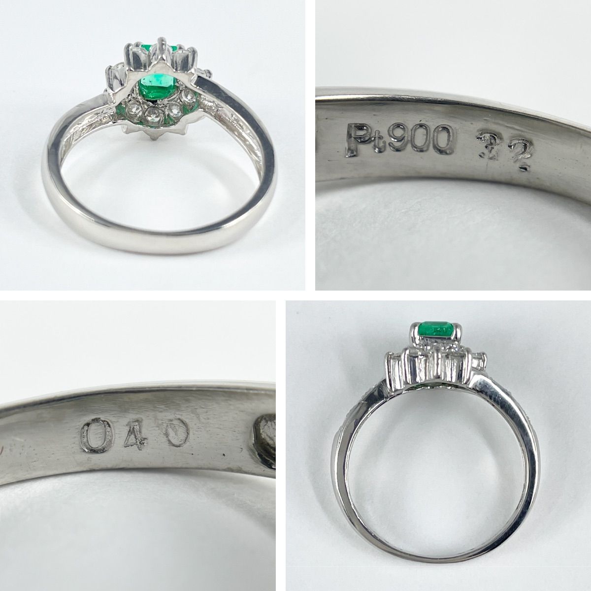 Pt900 天然エメラルド 0.32ct 天然ダイヤモンド 0.40ct リング - メルカリ