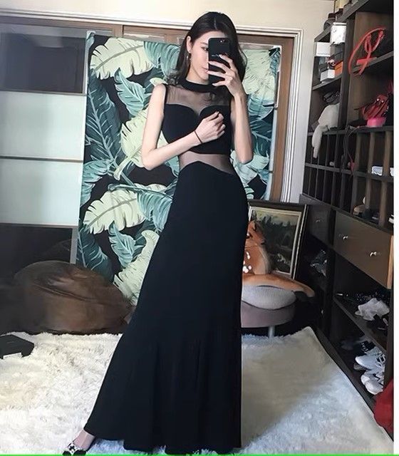 ワンピース バック セクシー 二次会 マキシ丈 コンシャス ドレス