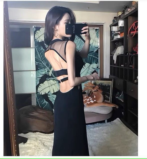 ワンピース バック セクシー 二次会 マキシ丈 コンシャス ドレス MAAHADDERANG_COM