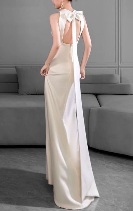 バックリボン ウェディングドレス ロング 上品 ノースリーブ CCVB1030P032