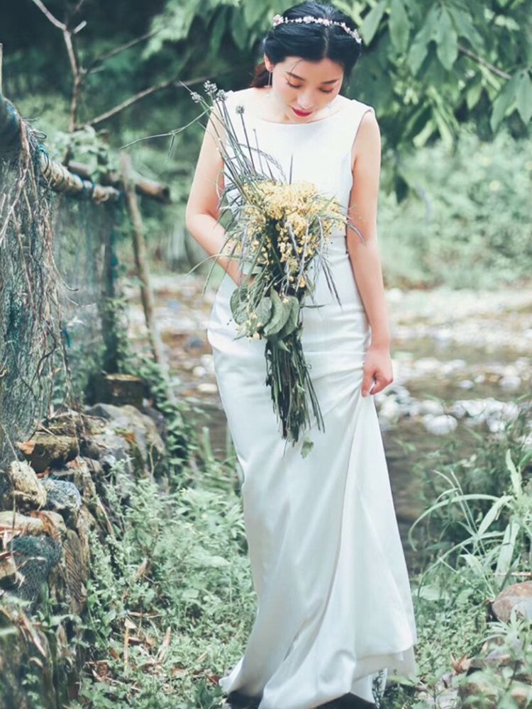 マーメイド ウェディングドレス 全2色 バックオープン