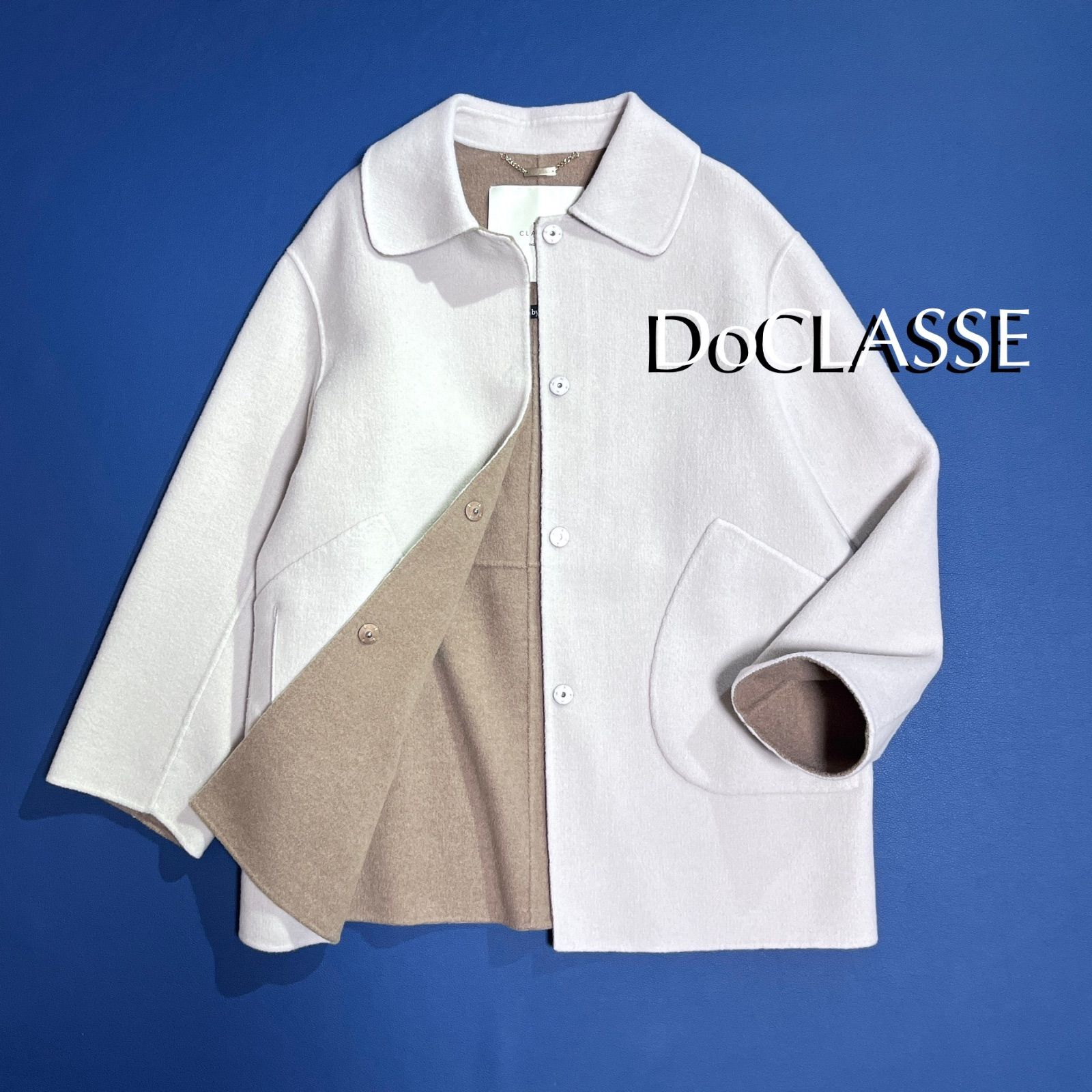 cj94 DoCLASSE カシミヤ混ウールリバー・コート THE CLASSE ザクラス