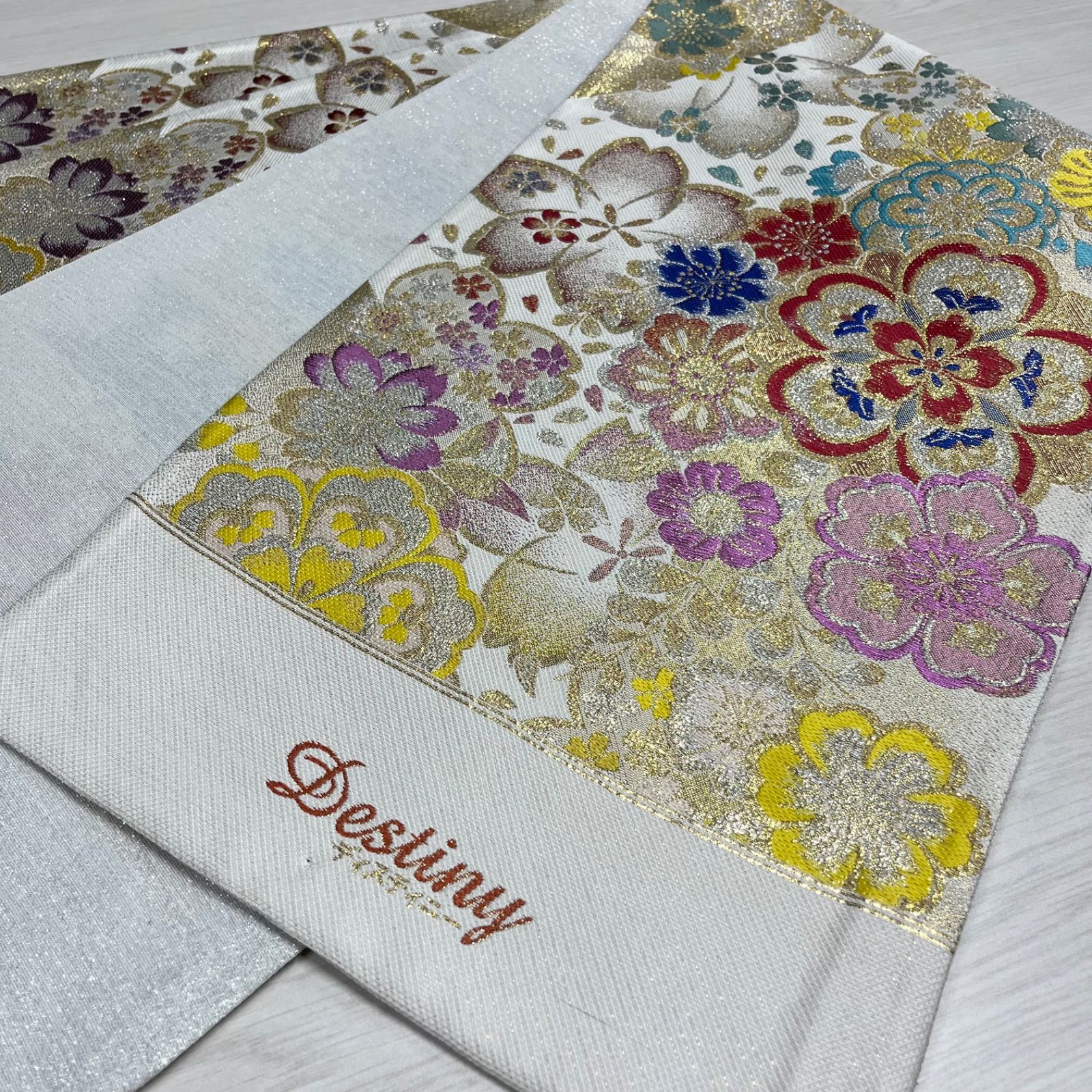 未仕立て 西陣織 酒井守 袋帯 白 金 カラフル 花柄 振袖 成人式 結婚式 11