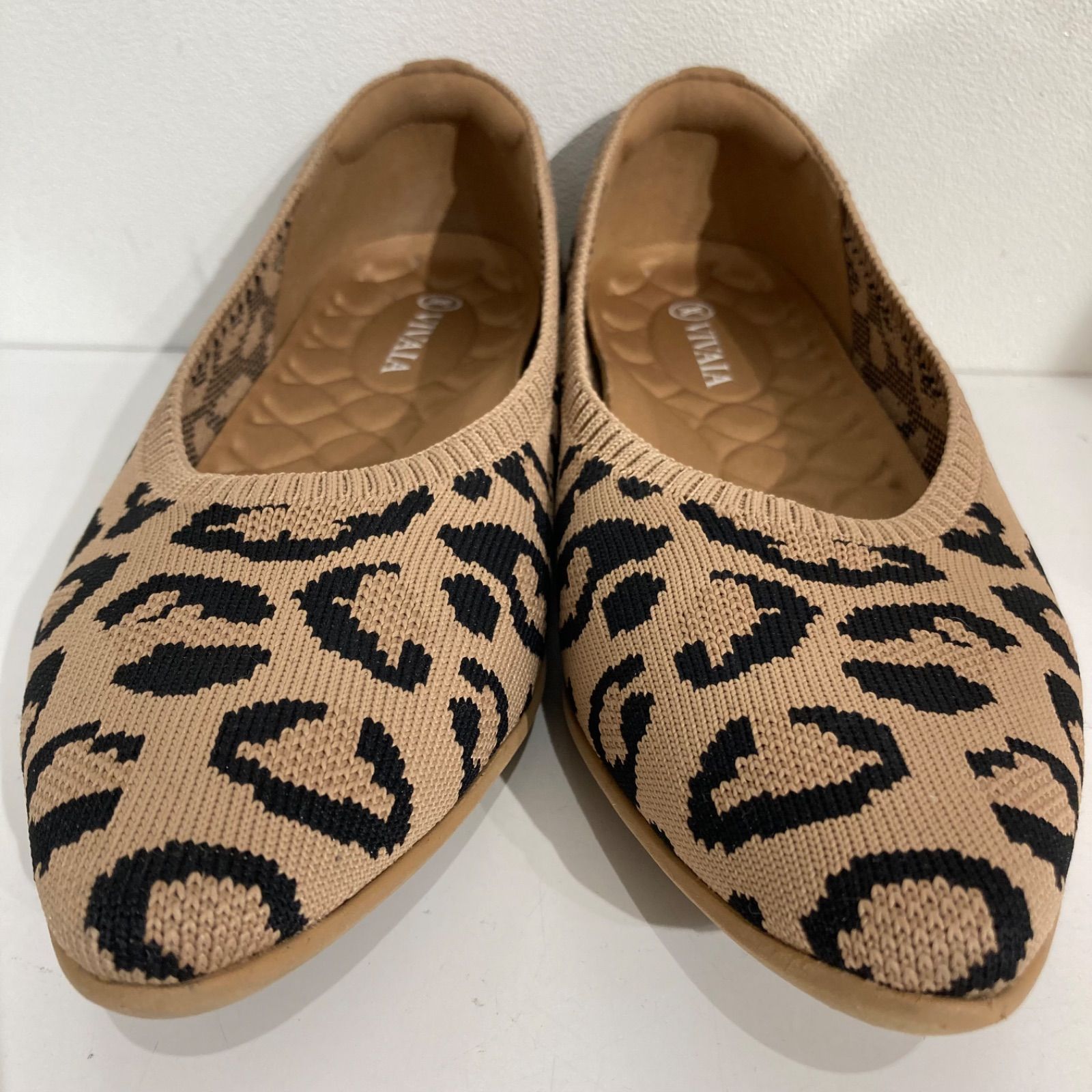 VIVAIA フラットシューズ　パンプス　ニット　ヒョウ柄　サイズ37 ViVaia ヴィヴァイア ヒョウ柄 フラットパンプス ニット 軽量 サイズ