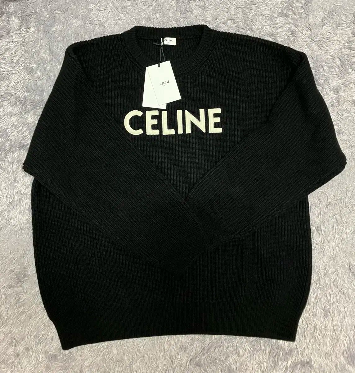 Celine セリーヌ オーバーサイズ ロゴ セーター ブラック XL - メルカリ