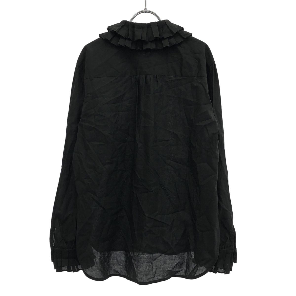 ケイタマルヤマ　プリーツ襟ブラック長袖ブラウス KEITA MARUYAMA ケイタマルヤマ Pleats Collar プリーツカラーブラウス