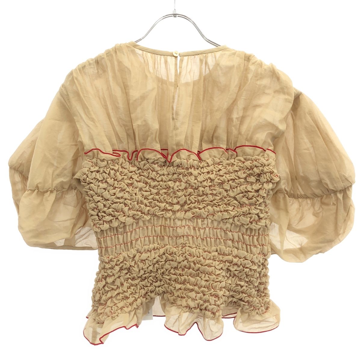 CLANE クラネ 25AW COLOR STITCHED SHIRRING TOPS ブラウストップス 